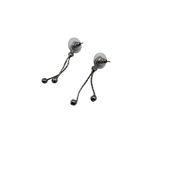 Vintage Y2K Formal Dangle Earrings Silver Tone w/ Purple Stones - Picture 2 of 2